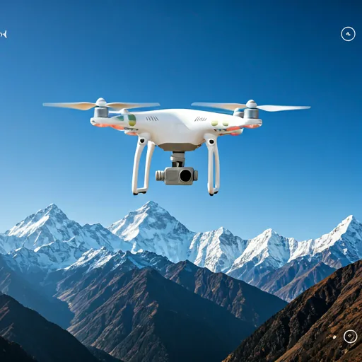 Drone flying against Himalayan peaks